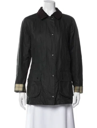 Pre-owned Barbour Trench Coat In Green