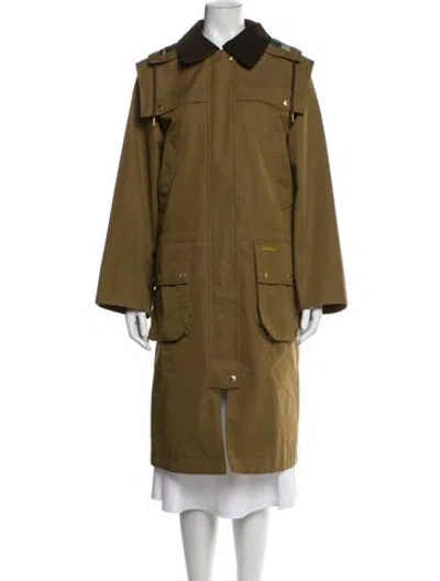 Pre-owned Barbour Trench Coat In Green