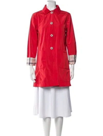 Pre-owned Barbour Trench Coat In Red