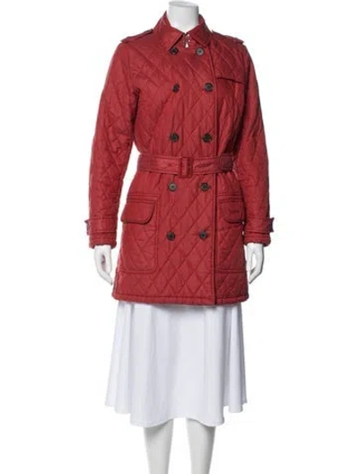 Pre-owned Barbour Trench Coat In Red
