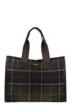 Barbour Turnberry Tartan In Misto Lana E Finiture In Ecopelle Tote In Green