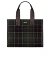 Barbour Turnberry Tote Bag In Wool Blend With Check Pattern In Green