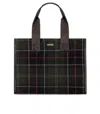 Barbour Turnberry Tote Bag In Wool Blend With Check Pattern In Green