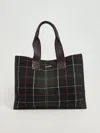 Barbour Turnberry Tartan In Misto Lana E Finiture In Ecopelle Tote In Black