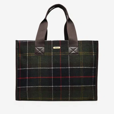 BARBOUR BARBOUR TURNBERRY TOTE BAG IN WOOL BLEND WITH CHECK PATTERN