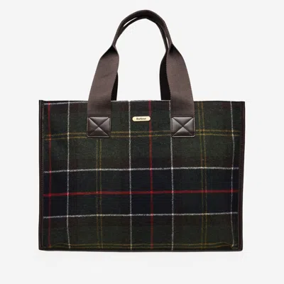 Barbour Turnberry Tote Bag In Wool Blend With Check Pattern In Red