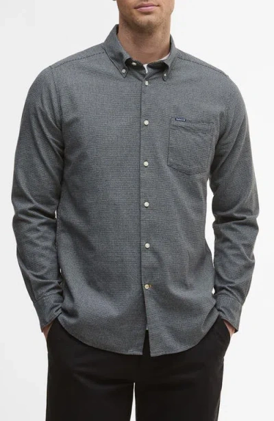 Barbour Turner Tailored Fit Cotton Houndstooth Button-down Shirt In Gray