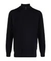 Barbour Ribbed Knit Half-zip Sweater With Classic Funnel Neck And Elbow Patches In Black