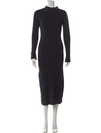 Pre-owned Barbour Turtleneck Long Dress In Black