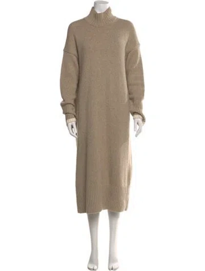 Pre-owned Barbour Turtleneck Midi Length Dress In Neutral