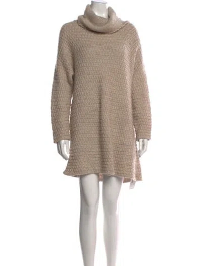 Pre-owned Barbour Turtleneck Midi Length Dress In Neutrals