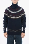 Barbour Turtleneck Wool Roose Fair Isle Sweater In Blue
