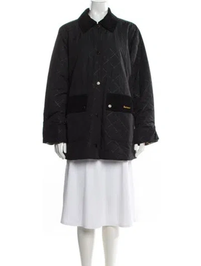 Pre-owned Barbour Tweed Pattern Coat In Black