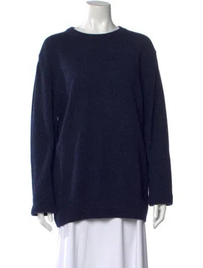 Pre-owned Barbour Tweed Pattern Crew Neck Sweater In Blue