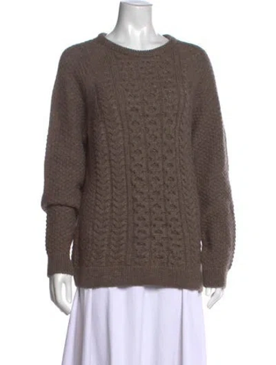 Pre-owned Barbour Tweed Pattern Crew Neck Sweater In Brown