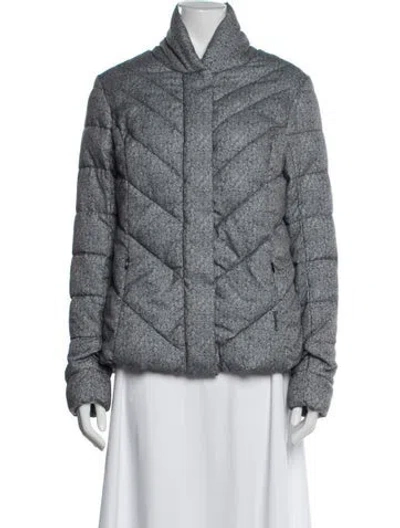 Pre-owned Barbour Tweed Pattern Down Coat In Grey
