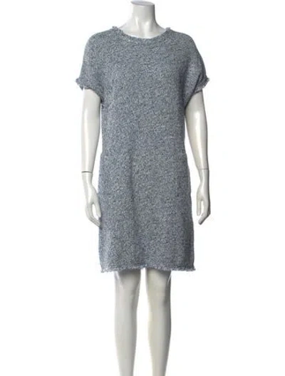 Pre-owned Barbour Tweed Pattern Knee-length Dress W/ Tags In Blue