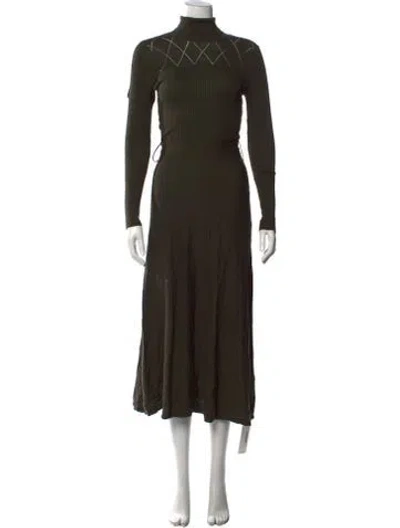 Pre-owned Barbour Tweed Pattern Long Dress In Green