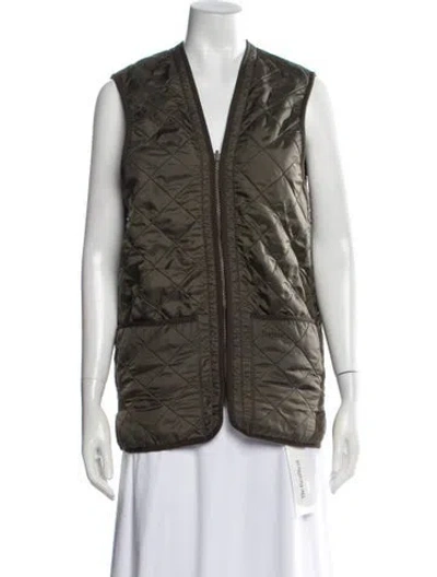 Pre-owned Barbour Tweed Pattern Vest In Green