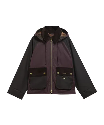 Barbour Twotoned Cropped Hooded Jacket In Black