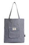 Barbour Tynedale Stripe Canvas Tote In Navy/white