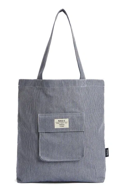 Barbour Tynedale Stripe Canvas Tote In Navy/white