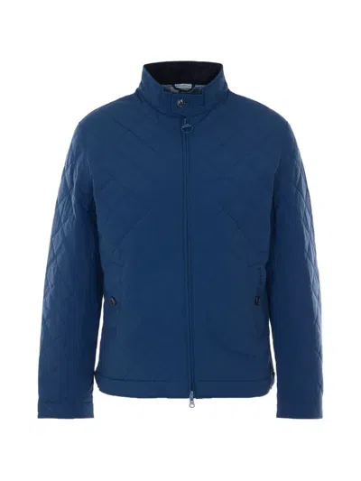 Barbour Quilted Mens Jacket High Collar In Blue
