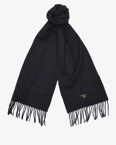 Barbour Unisex Plain Lambswool Scarf In Black