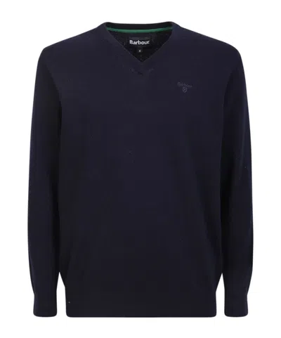 Barbour V-neck Knit Jumper In Blue
