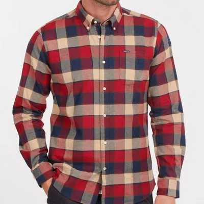 Barbour Valley Tailored Shirt In Rich Red In Multi