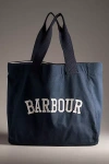Barbour Logo Cotton Canvas Tote In Blue