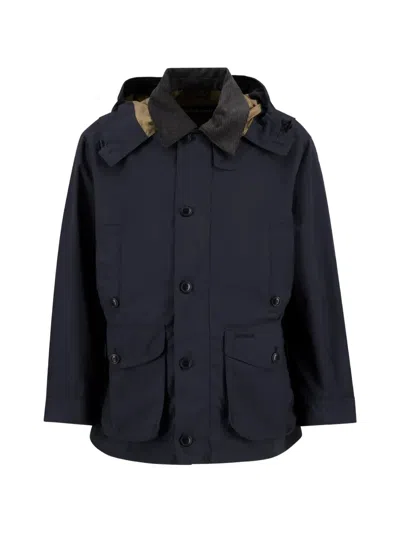 Barbour Ventile Hooded Corduroy-collar Jacket In Blue