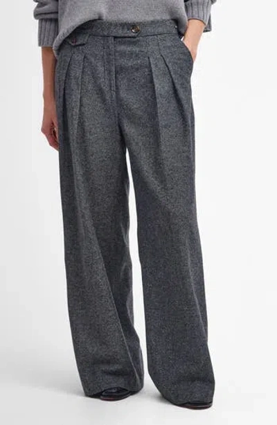 Barbour Veronica Pleated Front Wide Leg Pants In Black