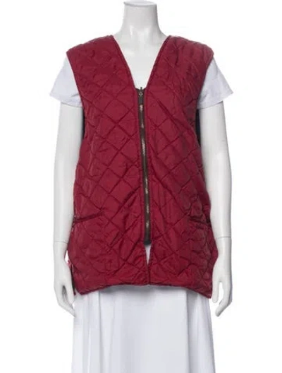 Pre-owned Barbour Vest In Red