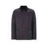 Barbour Heritage Liddesdale Blue Jacket With Classic Corduroy Collar And Logo Lettering On The Front In Tech In Blue