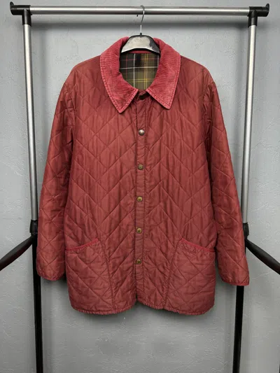Pre-owned Barbour Vintage Mens Quilted Jacket In Red