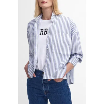 Barbour Violetta Stripe Cotton Button-up Shirt In Blue Chambray Stripe