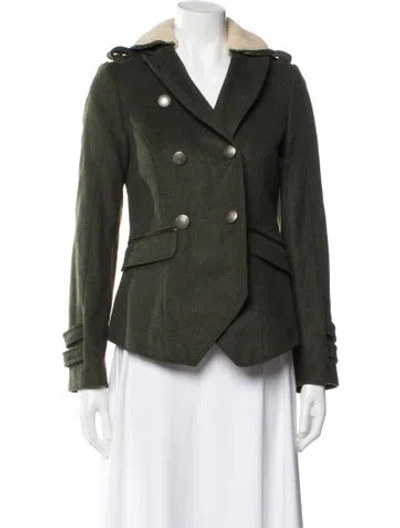 Pre-owned Barbour Virgin Wool Peacoat In Green