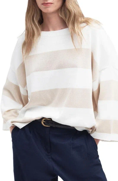 Barbour Vivienne Stripe Cotton Sweater In French Oak Stripe