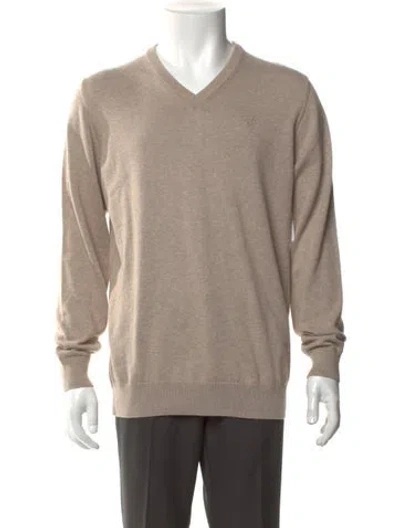 Pre-owned Barbour V-neck Long Sleeve Pullover In Neutral