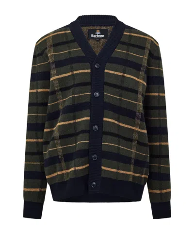 Barbour V-neck Plaid Knit Cardigan In Purple