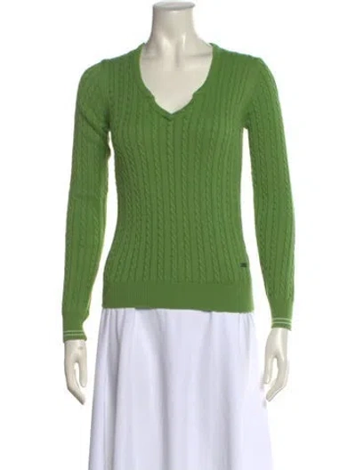 Pre-owned Barbour V-neck Sweater In Green