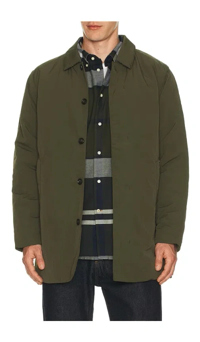 Barbour Wadded Lorden Showerproof Mac Jacket In Green