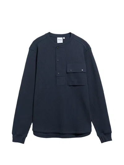 Barbour Waffle-knit Chest-pocket Polo Shirt In Blue