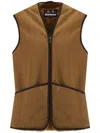 Barbour Sleeveless Tailored Jacket With Textured Fabric And Contrasting Trim In Brown