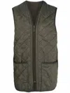 Barbour Quilted Sleeveless V-neck Waistcoat Zip In Green
