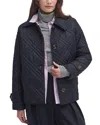 Barbour Walton Quilted Coat In Black/muted Cabernet Tartan