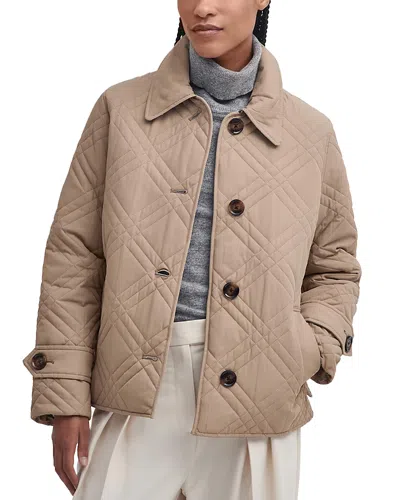 Barbour Walton Quilted Coat In Honey/muted Cabernet Tartan