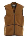 Barbour Warm Pile Waistcoat Zip Sleeveless Jacket In Marrone
