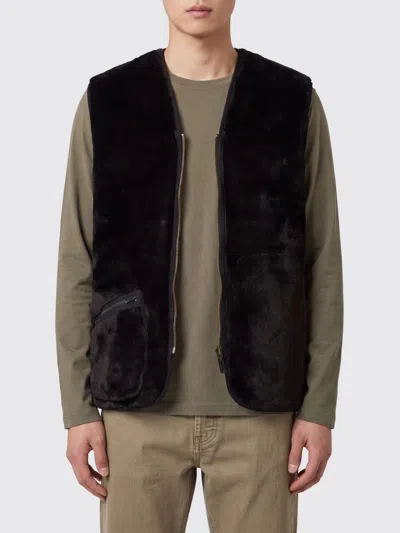 Barbour Warm V-neck Fleece Utility Waistcoat With Zip Pockets In Black